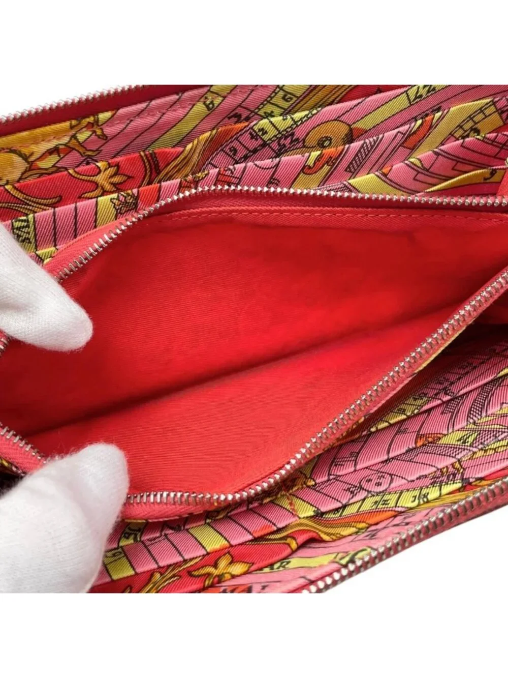 Hermes Wallet Azap Silk in Long Veau Pink Yellow Silver
